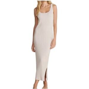 Barefoot Dreams CozyChic Ultra Lite Rib Midi Dress Size XS Ivory Cream Color 50"